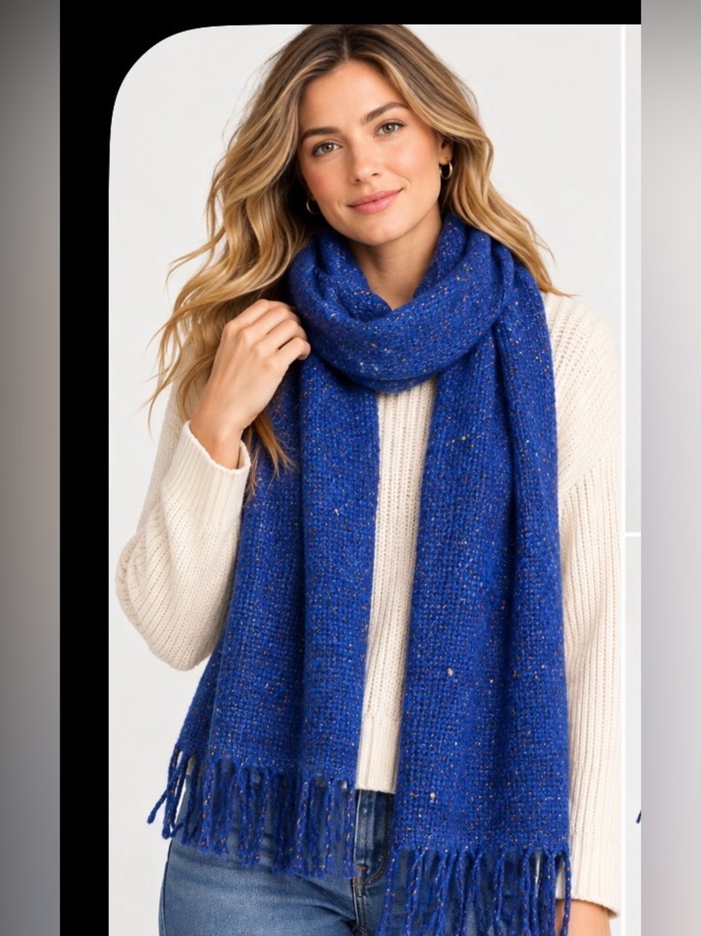Mucros Weavers Islander Scarf Blue Alpaca Merino Wool Blend Ireland Boho Cozy